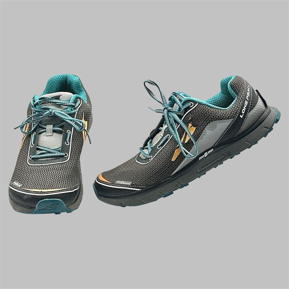 Altra Lone Peak 2.5 Grey Blue Mens 11.5 Trail Running Shoes Zero Drop A1553-1